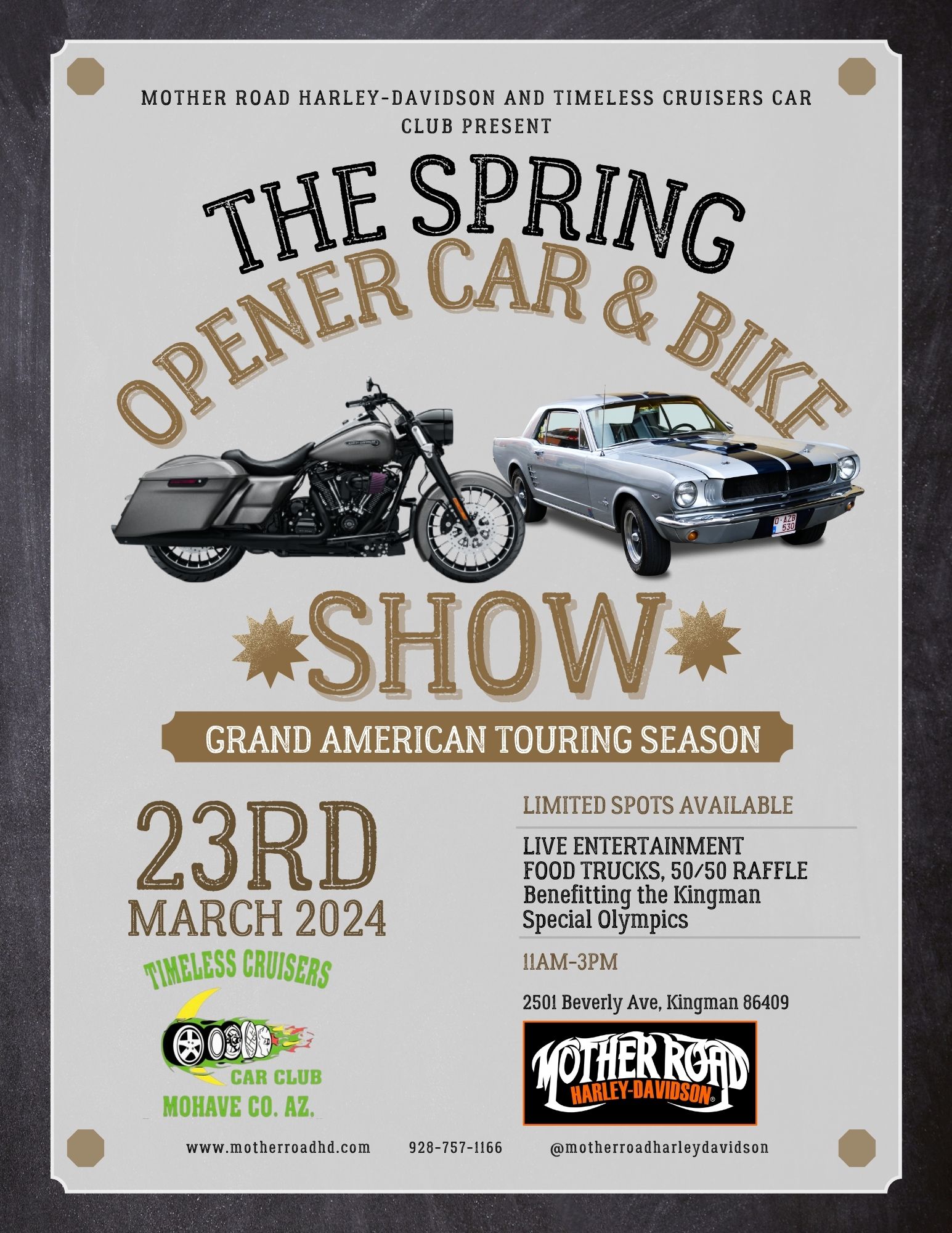 Mother Road Harley-Davidson and Timeless Cruisers Car cLUB PRESENT
